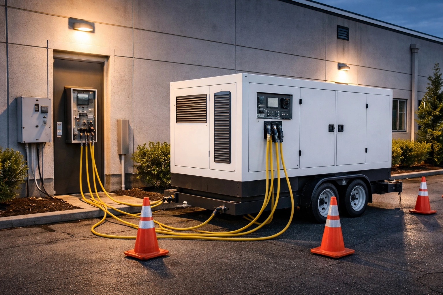 Temporary power equipment setup for restoration operations